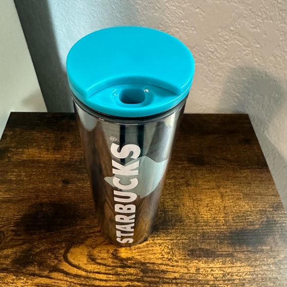 Starbucks Aqua-Turquoise Blue Mountains Silhouette Tumbler Travel Mug Cup 16oz - Picture 5 of 6